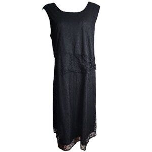 Roamans Dress Womens Plus Size 20W Solid Black Lace Sleeveless LBD Classic Cute